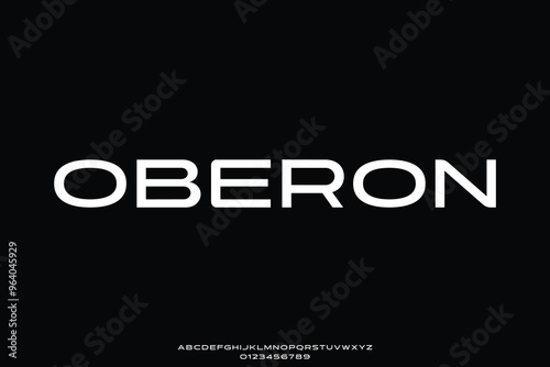 Modern wide trendy sans serif alphabet display font vector. Geometric urban style typeface