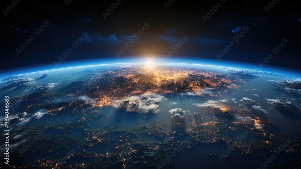 Fototapeta premium earth of the view from space realistic galaxy globe planet atmosphere universe astronomy