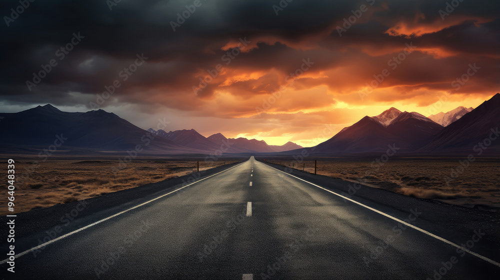 Fototapeta premium Journey to the Sunset - Scenic Mountain Road