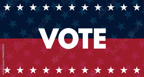USA 2024 Presidential Election background with American flag colors design. Election event banner, card, poster, template, voting communication, background. Vote day, November 5. Vector illustration.