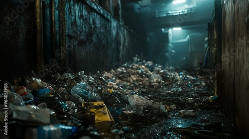 A Narrow Alleyway Filled With Trash