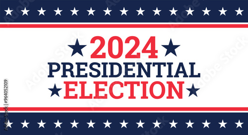 USA 2024 Presidential Election background with American flag colors design. Election event banner, card, poster, template, voting communication, background. Vote day, November 5. Vector illustration.