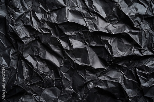 Textured Black Crumpled Paper Background for Creative Projects