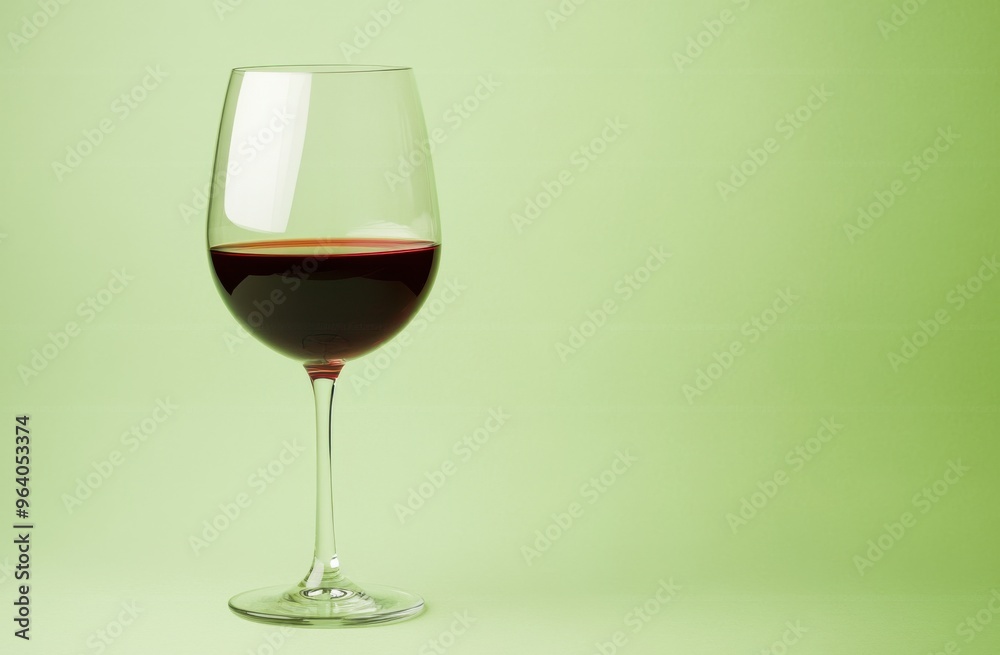 Red wine glass on a green background Red wine glass on a green background