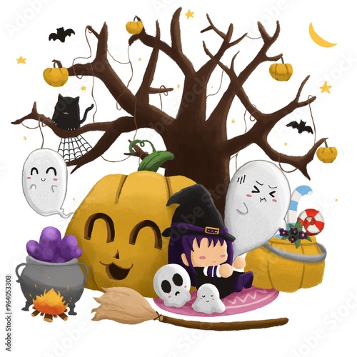 Cute happy haloween illustration