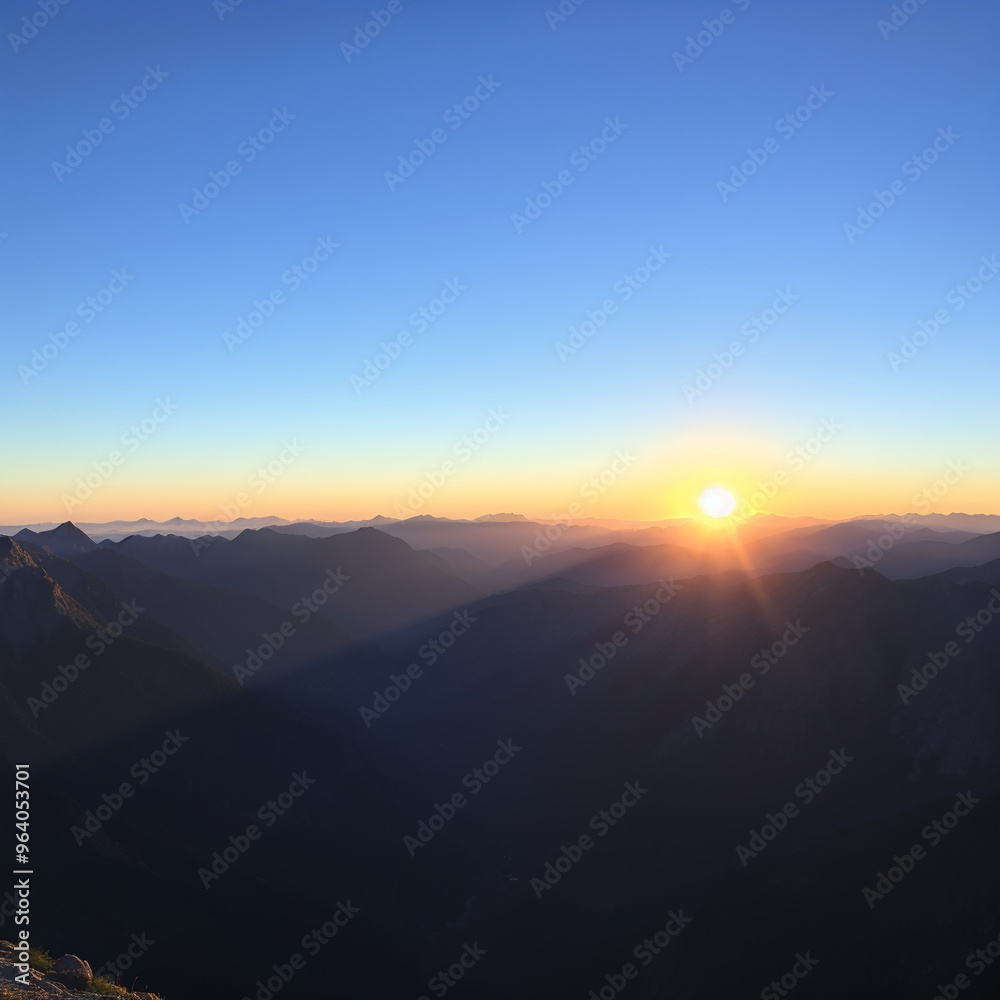 Sunrise Over Mountain Peaks with Golden Light Sunrise Over Mountain Peaks with Golden Light