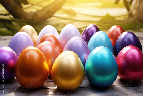 Vibrant Easter Eggs Celebrating Spring's Arrival photo