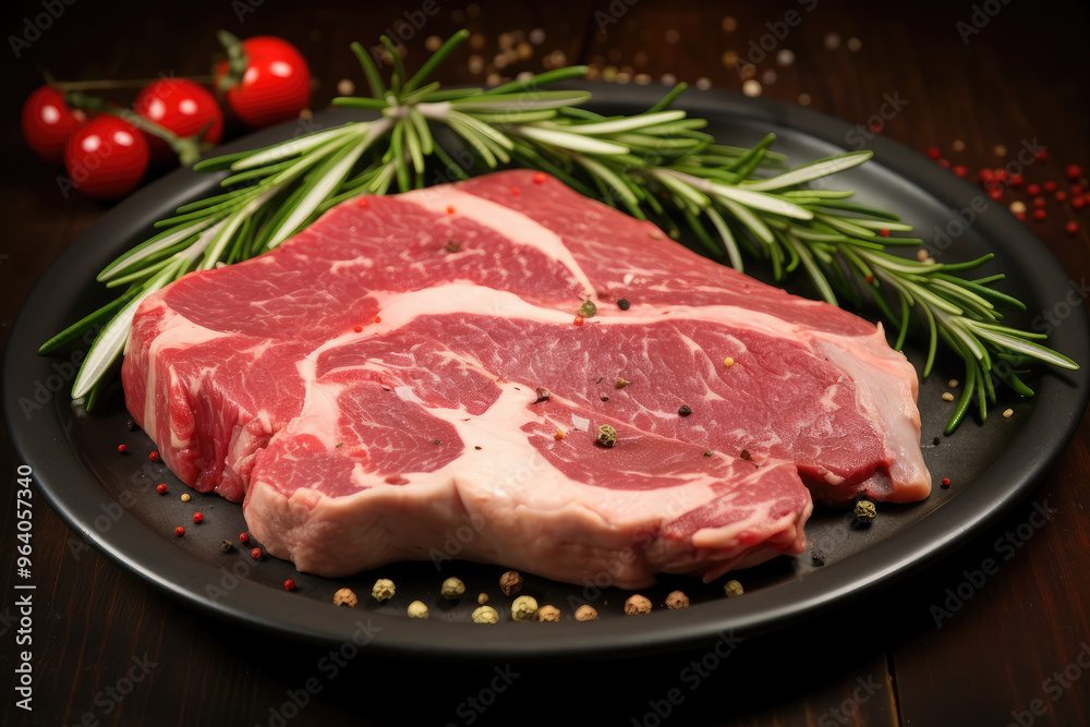 Fresh Raw Beef Steak with Herbs and Spices Fresh Raw Beef Steak with Herbs and Spices