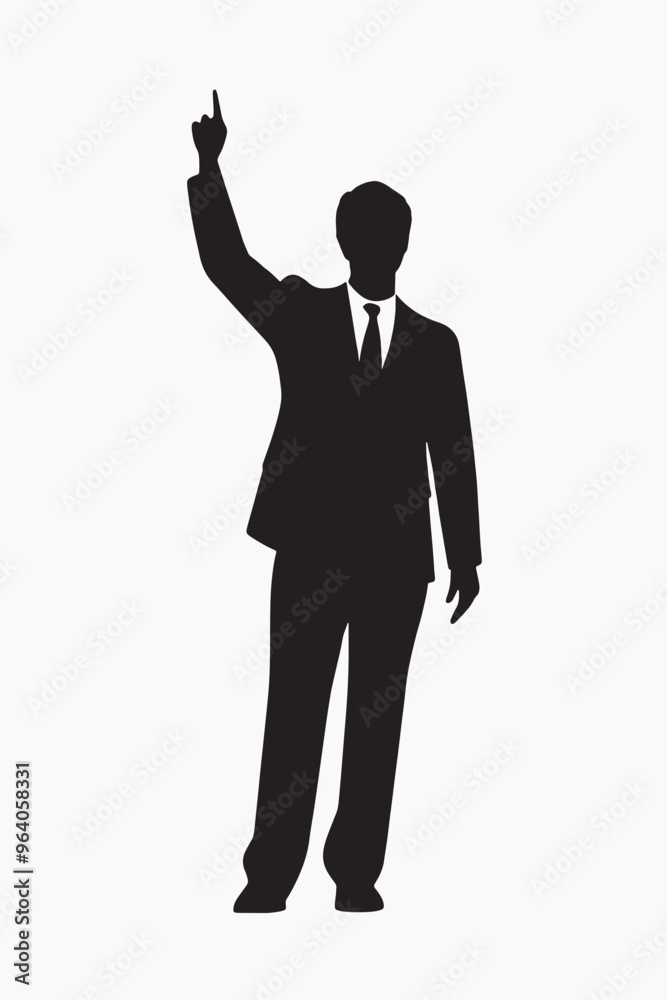 Obraz premium Silhouette businessman pointing upward