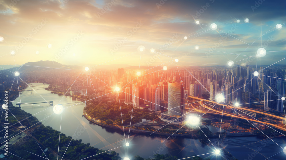 Smart City Sunrise with Advanced Network Connections Smart City Sunrise with Advanced Network Connections