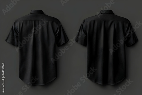 Plain Black Shirt Front and Rear View Mockup 