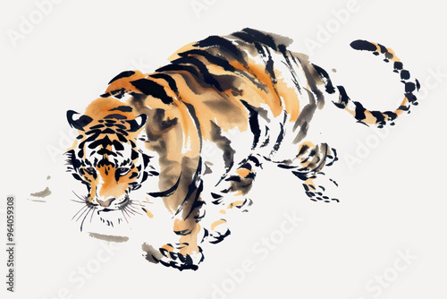 Watercolor tiger painting art