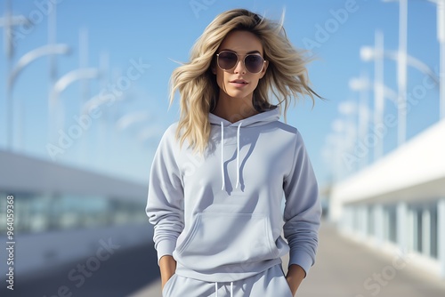 Portrait of a beautiful young woman in casual clothes standing indoors.