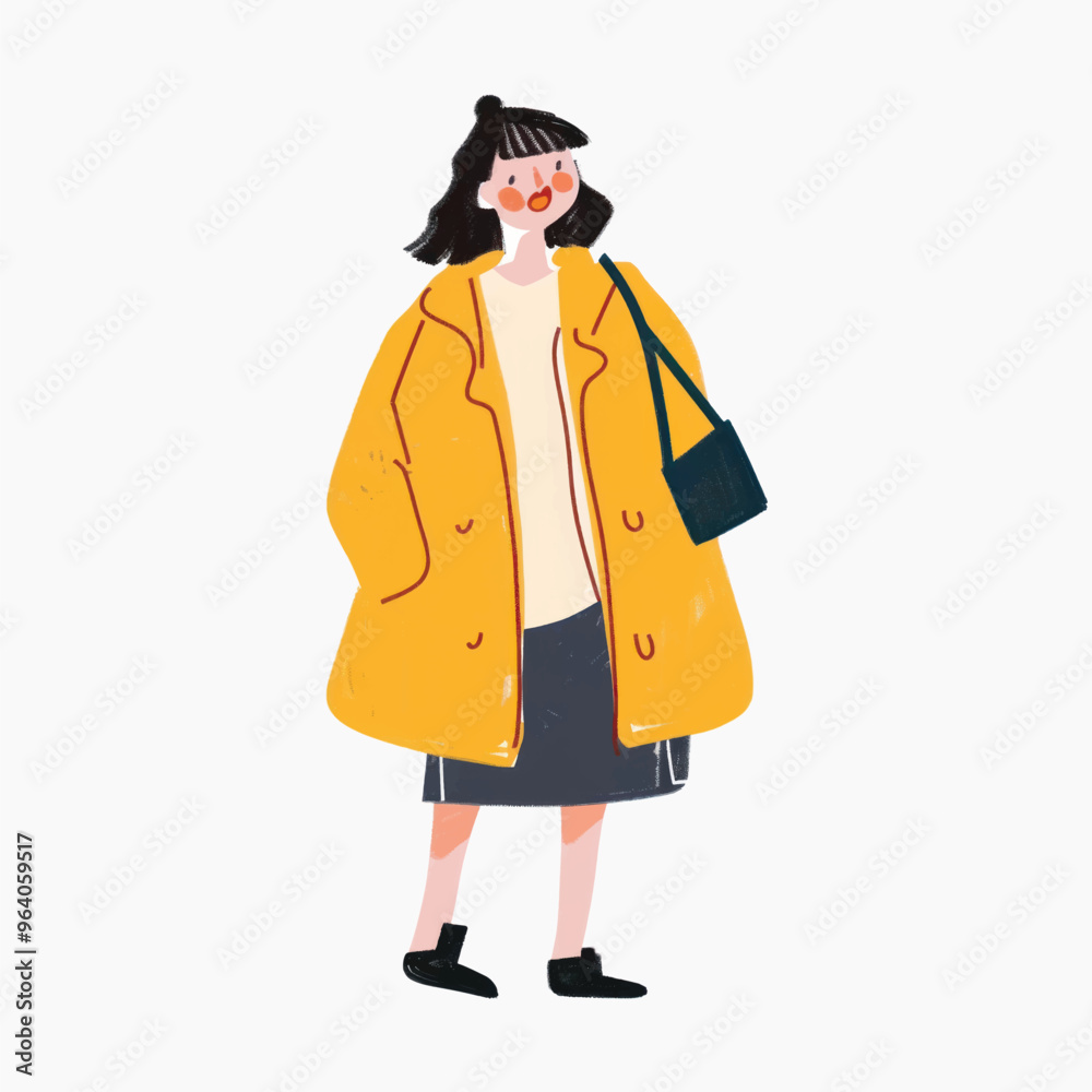 Stylish woman in yellow coat Stylish woman in yellow coat