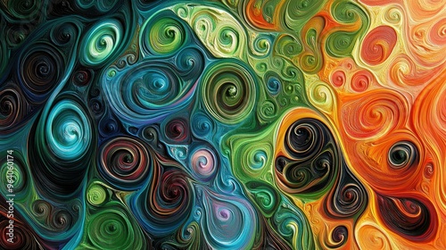 Psychedelic swirls of color in abstract art