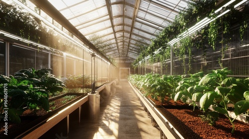 A hydrogen-powered greenhouse with advanced climate control, supporting sustainable farming