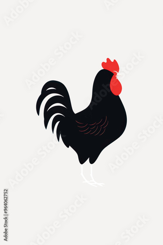 Minimalist black rooster illustration