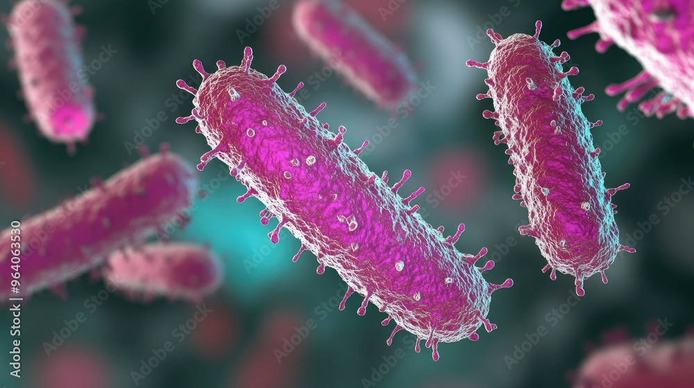 A microscopic examination of the bacteria in our gut 3D render of a medical with virus cells bacteria A microscopic examination of the bacteria in our gut 3D render of a medical with virus cells bacteria