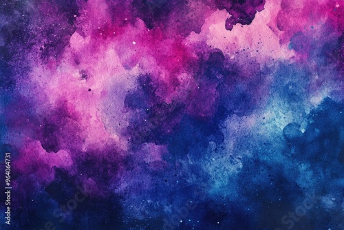 Wallpaper Mural Vibrant vintage textured watercolor canvas suitable for contemporary design Bold cosmic neon pink purple and blue hues on a dark background Abstract grungy watercolor illustration Torontodigital.ca