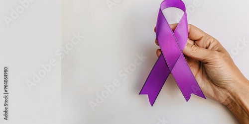 Wallpaper Mural Holding hands of purple ribbon symbolizing breast cancer. Copy space Torontodigital.ca