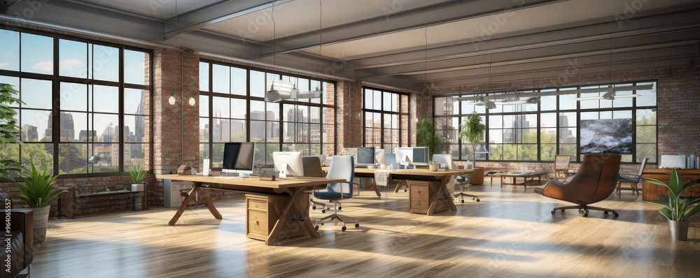Modern Office Space with Natural Sunlight and Large Windows Modern Office Space with Natural Sunlight and Large Windows