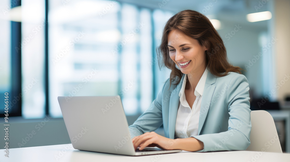 Professional Woman Working Productively at Office Desk Professional Woman Working Productively at Office Desk