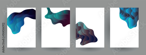 Modern abstract covers set, Modern colorful wave liquid flow poster. Cool gradient shapes composition, vector covers design.	