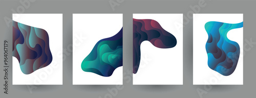 Modern abstract covers set, Modern colorful wave liquid flow poster. Cool gradient shapes composition, vector covers design.	