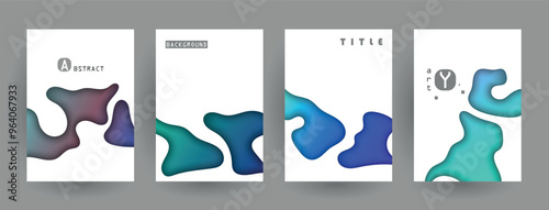 Modern abstract covers set, Modern colorful wave liquid flow poster. Cool gradient shapes composition, vector covers design.	