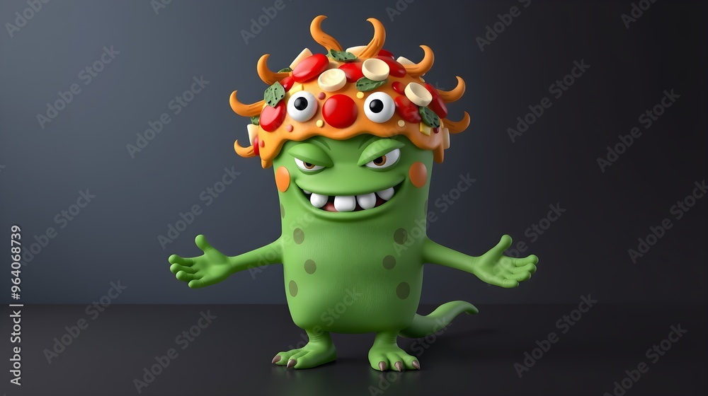 Fototapeta premium The Cheesy Delight: The Pizza Monster with Pizza Slice Arms