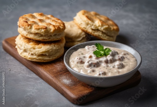 Creamy Gravy with Parsley and Golden-Brown Biscuits