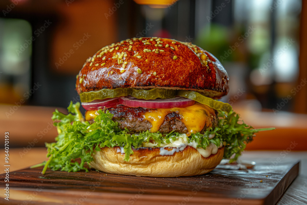 Delicious And Juicy Multilayered Burger On The Table For Advertising And Graphic Collabs Created With Artificial Intelligence Delicious And Juicy Multilayered Burger On The Table For Advertising And Graphic Collabs Created With Artificial Intelligence