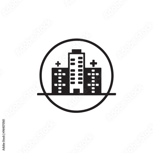 Hospital Vector Icon logo Design Illustration on white background