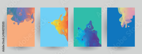 Modern abstract covers set, Modern colorful wave liquid flow poster. Cool gradient shapes composition, vector covers design.	