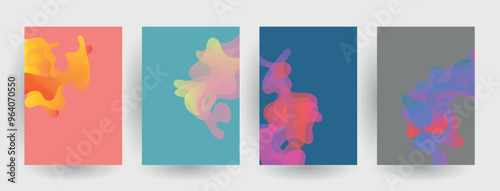 Modern abstract covers set, Modern colorful wave liquid flow poster. Cool gradient shapes composition, vector covers design.	