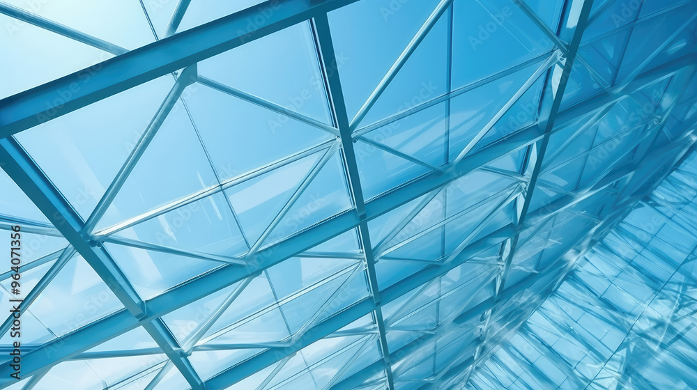 Obraz premium Futuristic Blue Glass Ceiling Architecture