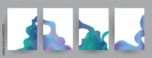 Modern abstract covers set, Modern colorful wave liquid flow poster. Cool gradient shapes composition, vector covers design.	