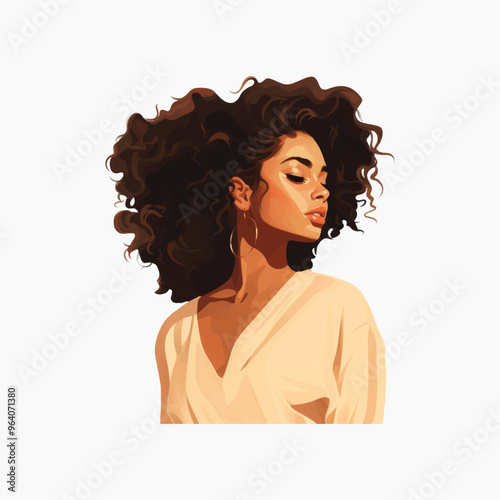 Stylish woman with curly hair