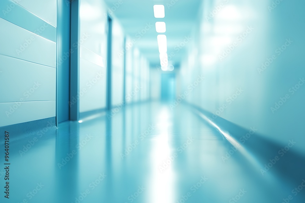 Serene Hospital Corridor with a Cool, Calm Aesthetic Serene Hospital Corridor with a Cool, Calm Aesthetic