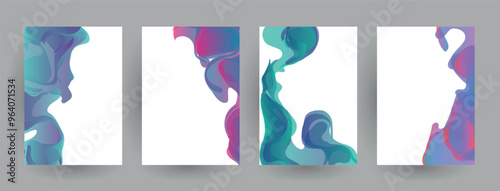 Modern abstract covers set, Modern colorful wave liquid flow poster. Cool gradient shapes composition, vector covers design.	