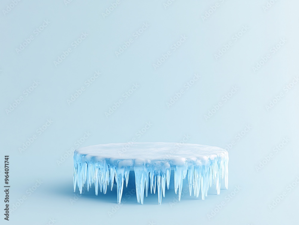 winter-themed pedestal with icy textures, 3D rendered in Cinema 4D, surrounded by ample copy space for text, deep depth of field highlighting every detail winter-themed pedestal with icy textures, 3D rendered in Cinema 4D, surrounded by ample copy space for text, deep depth of field highlighting every detail