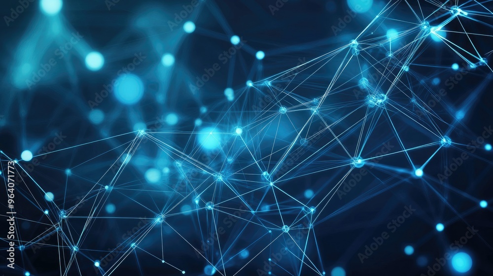 Obraz premium Abstract blue technology background with connection lines and dots