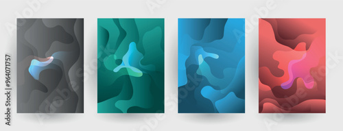 Modern abstract covers set, Modern colorful wave liquid flow poster. Cool gradient shapes composition, vector covers design.	