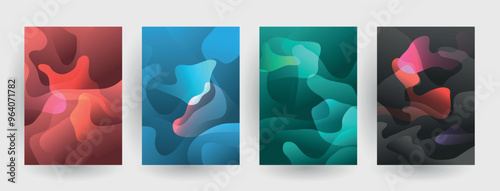 Modern abstract covers set, Modern colorful wave liquid flow poster. Cool gradient shapes composition, vector covers design.	