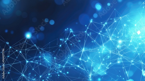 Abstract blue technology background with connection lines and dots