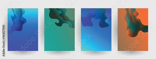 Modern abstract covers set, Modern colorful wave liquid flow poster. Cool gradient shapes composition, vector covers design.	