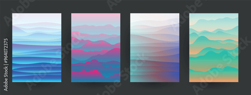 Modern abstract covers set, Modern colorful wave liquid flow poster. Cool gradient shapes composition, vector covers design.	