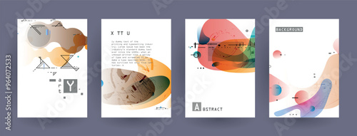 Modern abstract covers set, Modern colorful wave liquid flow poster. Cool gradient shapes composition, vector covers design.	