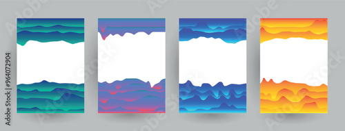 Modern abstract covers set, Modern colorful wave liquid flow poster. Cool gradient shapes composition, vector covers design.	
