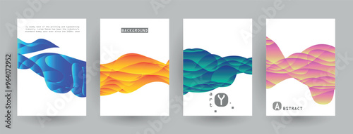 Modern abstract covers set, Modern colorful wave liquid flow poster. Cool gradient shapes composition, vector covers design.	